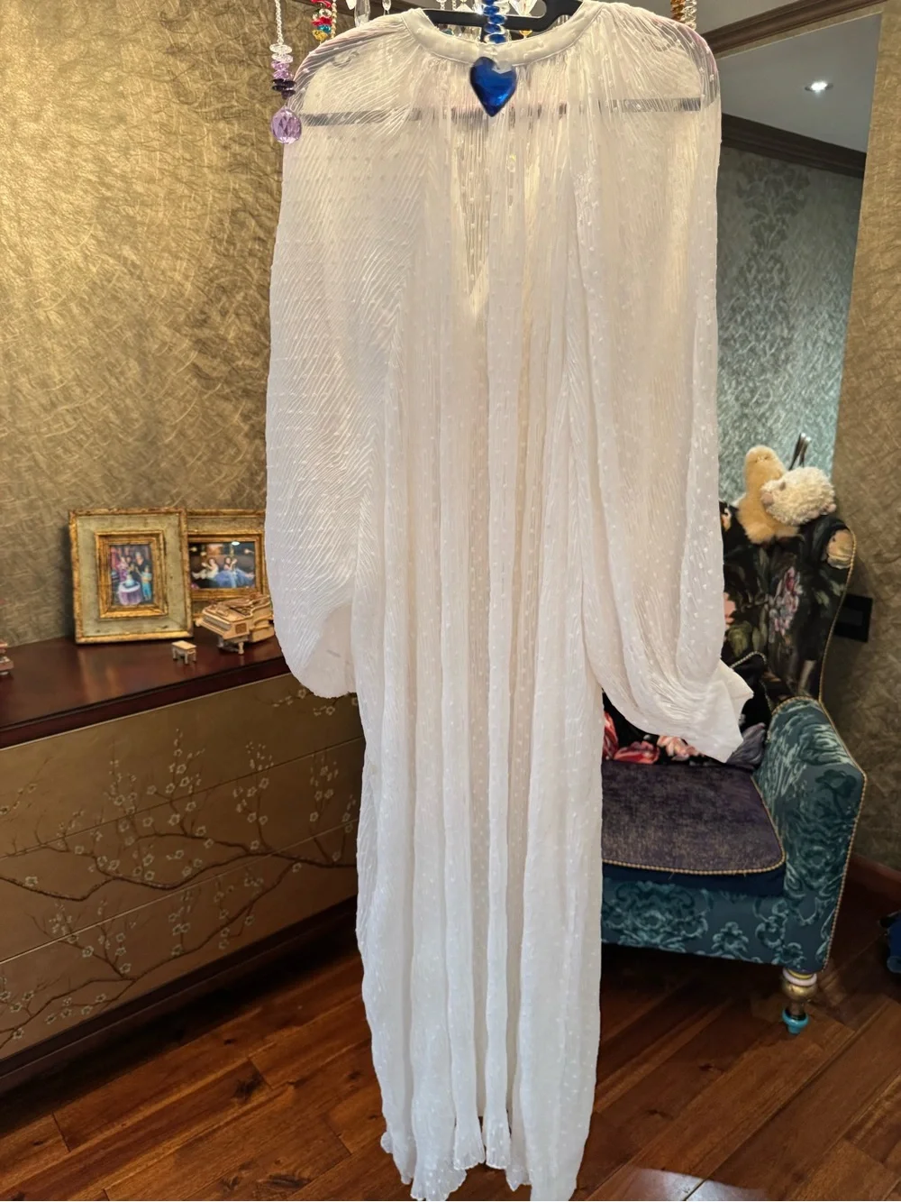 Elegant White Maxi Dress - Sheer Long Sleeve - Picture 4 of 9